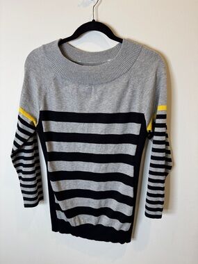 One A Gray, Black & Yellow Striped Women’s Sweater